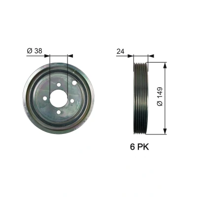 Image de GATES TVD1099 Poulie Damper 149 sans accessoires FleetRunner Micro V Stretch Fit CITROËN: Xsara Picasso, 5 portes, C5 I portes