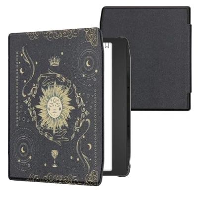 Image de kwmobile Étui Compatible avec Pocketbook Era/Era Color Coque à Rabat magnétique Tablette eReader Similicuir Bleu foncé Jaune Noir