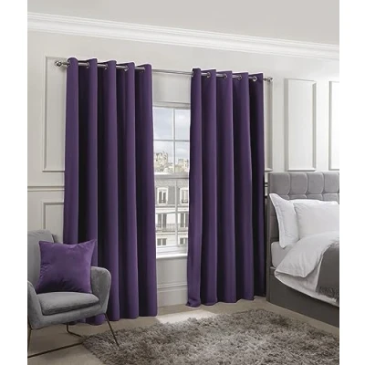 Image de Emma Barclay Rideaux à œillets, Polyester, améthyste, Width 66 x Drop 72&quot; (168 183cm)
