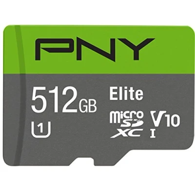 Image de PNY Elite Carte mémoire microSDXC 512 Go + Adaptateur SD, Vitesse de Lecture jusqu&#039;à 100 Mo/s, Classe 10 UHS I, U1, A1 App Performance, V10 pour la vidéo Full HD