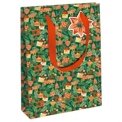 Image de Eurowrap X 34641 2C Un lot De 6 Sacs Cadeaux Excellia Format large 26,5x14x33 cm 210g Motif : Sweet Christmas, arbre à Noël Idéal pour Jeux Société, Puzzles,