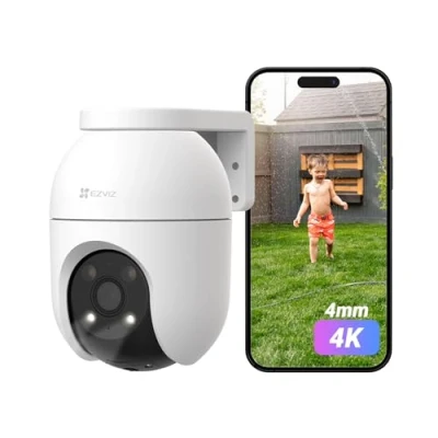 Image de EZVIZ C8c 4K Camera Surveillance WiFi Extérieure à 360 avec Suivi Auto Zoom, Détection de Forme Humaine/Véhicule, Vision Nocturne en Couleur, Audio Bidirectionnel, IP65 Etanche, Défense Active, 6mm