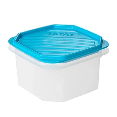 Image de TATAY Boîte Alimentaire, Hermétique, 0.6 L Capacité, Couvercle à pression flexible, sans BPA, passe au Micro ondes et Lave vaisselle, Bleue. Dimensions : 12 x 7,5 cm