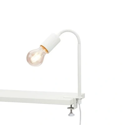 Image de BRILONER Leuchten 2600 016 Lampe à pince, 1 ampoule E27, max. 10 W, avec interrupteur câble, bras flexible, en métal, blanc, 477 mm