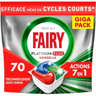 Image de Fairy Platinum Plus Tablettes Lave Vaisselle All In One Technologie Anti Terne, Regular, 71 Capsules, Nettoyage Optimal Pour Une Propre Comme Neuve