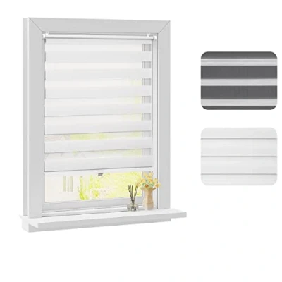 Image de WOLTU Store Enrouleur sans Perçage, Zébré Jour et Nuit, Rideau Translucide Occultant Cordon, Protection de la Vie Privée, Montage Facile avec Clips, 70l x 120L cm, Blanc