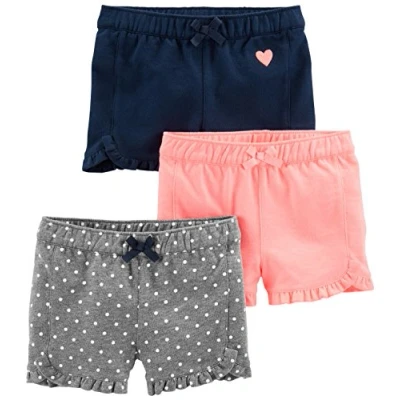Image de Simple Joys by Carter&#039;s 3 Pack Knit Infant and Toddler Shorts, Rose/Gris/Bleu Marine, 2 Ans (Lot de 3) Bébé Fille