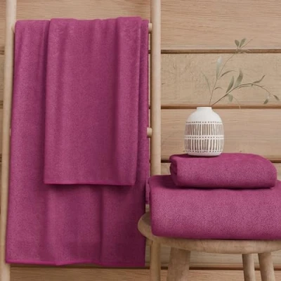 Image de PETTI Artigiani Italiani Serviettes de Bain 100% éponge Coton, Ensemble 1+1, 2 pièces 1 Serviette Visage et Main, Fuchsia