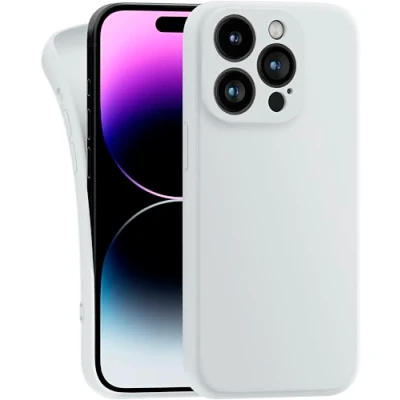 Image de MyGadget Coque Compatible avec Apple iPhone 14 Pro Case TPU Souple &amp; Soft Cover Protection Extra Fine Légère Étui Coloré Anti Choc et Rayures Blanc