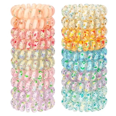 Image de JessLab Petits Élastiques Spirales, Lot de 20, Accessoires Cheveux Résistants et Imperméables, pour Femmes, Sans Dommage, Convient à Tous Types Cheveux, Mix Couleur 2