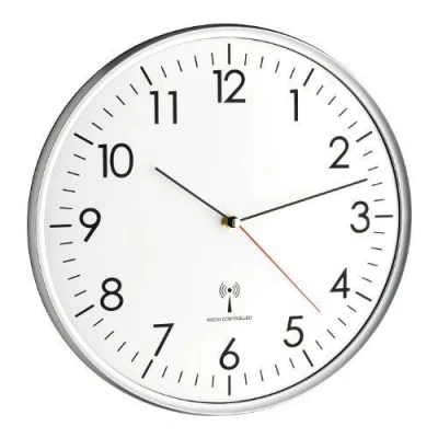 Image de TFA Dostmann Horloge murale analogique sans fil, haute précision, radio réveil, blanc/argent, 60.3514, adaptée à la cuisine, au salon, bureau ou l&#039;entrée, 330 x 50 mm