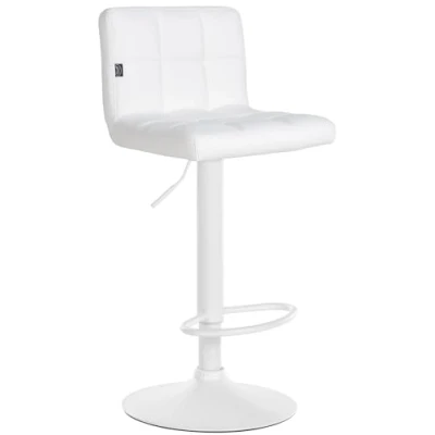 Image de CLP Tabouret de Bar Feni Similicuir I comptoir réglable en Hauteur avec Repose Pieds et Dossier, Couleur:Blanc, Couleur du Cadre:Blanc