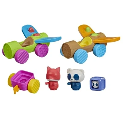 Image de Playskool CRITTERS Roll and GO Panda d&#039;animaux Amusants pour Tout Petits à partir de 1 an, Contient 2 véhicules et Figurines (Amazon Exclusive), F4665FF2, Multicolore