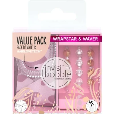 Image de Invisibobble Duo Wrapstar chouchou foulard léopard rose x1 &amp; pince à cheveux transparente x3I Chic accessoire édition limitée Urban Safari