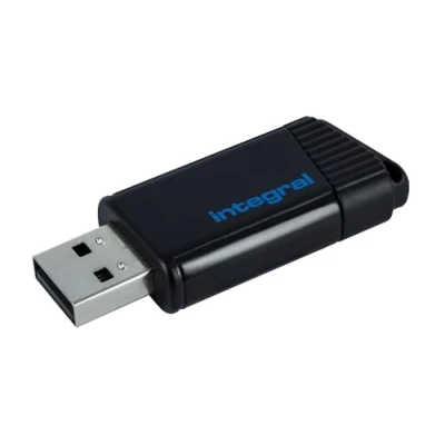 Image de Integral Clé 16 Go Pulse USB 2.0 Protection intégrée Ouverture/Fermeture Slide Bleu Fluo