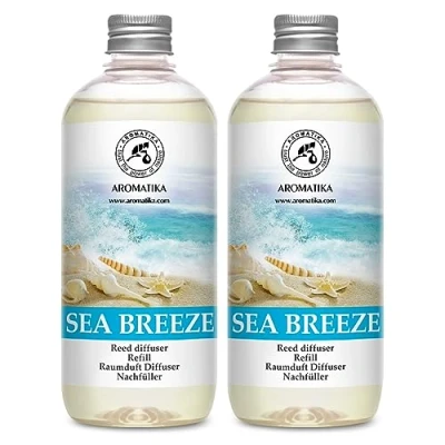 Image de Recharge Diffuseur Roseaux Set de Brise Mer 2x500ml Reed Diffuser Refill Sea Breeze Fragrance Fraîche et Durable pour d&#039;arômes Aromathérapie Desodorisant Maison
