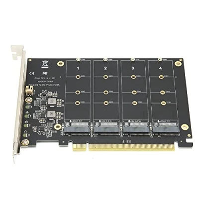 Image de Carte Riser Pcie vers Nvme, 4 Baies M.2 M Key Type Ssd Pciex16 Card Splitting Array Expansion Card(ph44)