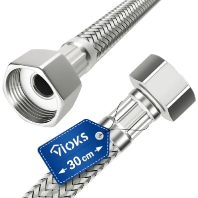 Image de Tuyau blindé flexible de 30 cm 1/2&quot; ÜM x d’eau potable avec tresse en acier inoxydable