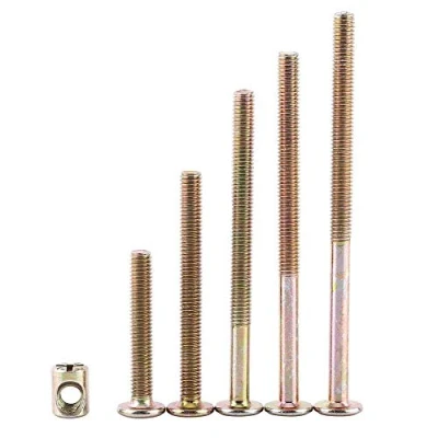 Image de 10pcs M6 Vis Boulon Fixation Tête En Acier Au Carbone Avec Écrou À Barrel Connecteur Meuble Écrou(80mm)