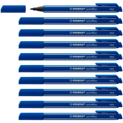 Image de Stylo feutre STABILO pointMax Lot x 10 stylos feutres pointe moyenne Bleu