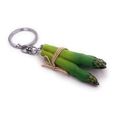 Image de H Customs Asperges Légumes Bois Vert Noble Pendentif Porte clés À La Main