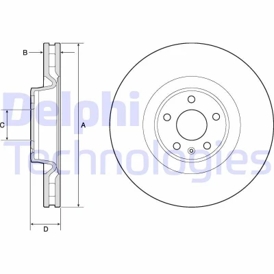 Image de DELPHI BG9172C Disque de frein 356 34 5 ventilé revêtu non traité sans roulement roue, bague ABS AUDI: A6 C7 Allroad