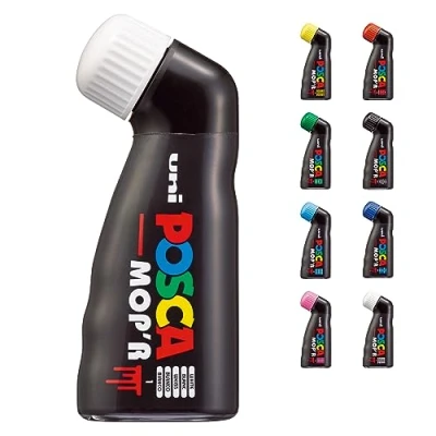 Image de POSCA Uni Mitsubishi Pencil Marqueur MOP&#039;R Pointe Ronde XXL 3 19 mm Forme Ergonomique, Corps Semi Rigide Peinture À Base d&#039;Eau Tout Support Blanc
