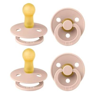 Image de Tétine BIBS Colour. Lot de 4 sucettes. Sans bisphénol A, Téterelle ronde. Latex caoutchouc naturel, Fabriqué au Danemark, Taille 2 (6 18 mois), Blush