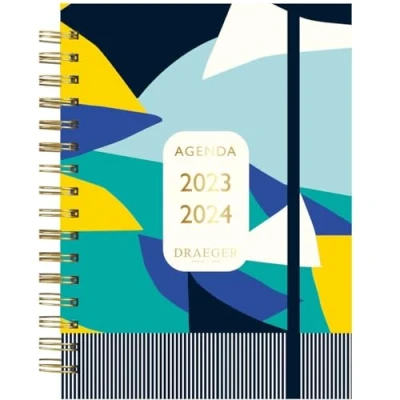Image de Draeger Paris Agenda semainier 2023 2024 13x18 cm Septembre à Août Bleu et jaune couverture rigide hebdomadaire Papier certifié FSC®