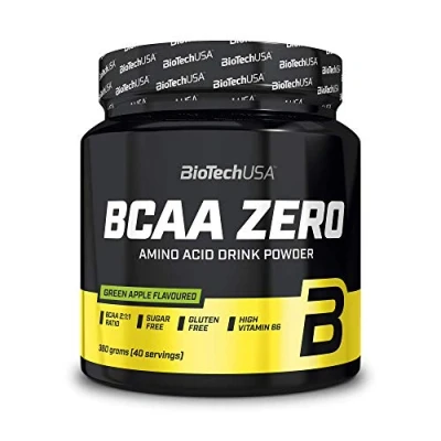 Image de BioTechUSA BCAA Zero Acides aminés essentiels en poudre 6g avec L Leucine instantanée Vegan sans sucre, lactose, gluten, 360 g, Pomme