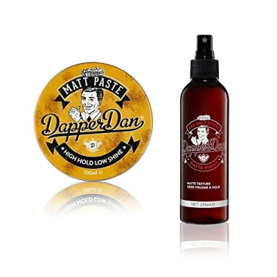 Image de Dapper Dan Matt Paste, Pâte à Tenue Élevée Brillance Faible pour Hommes 1 x 100 ml et Spray Texturisant Base de Sel Marin Finition Matifiée Texturée 200