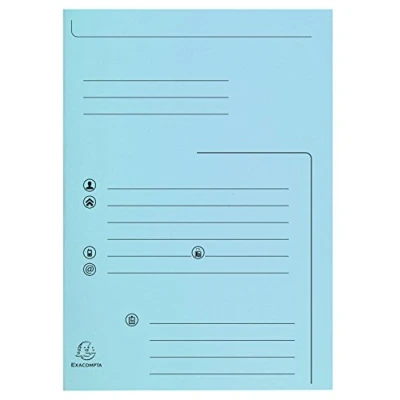 Image de Exacompta Réf. 334006E Paquet de 25 chemises rigides imprimées avec 2 rabats SUPER 210 g/m² couleurs pastel certifiées PEFC™ dimensions 24 x 32cm pour documents format A4 couleur bleu clair