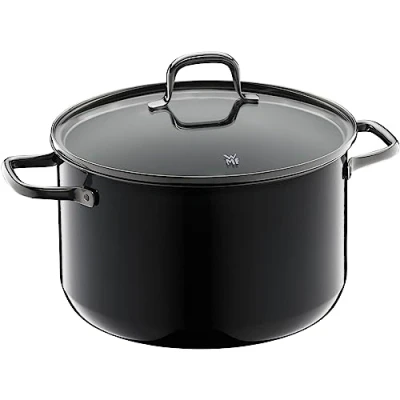 Image de WMF Fusiontec Essential Faitout en céramique high tech anti rayures, non revêtu, noir, 24 cm, avec couvercle verre, pour induction, 6,4 l, fabriqué Allemagne