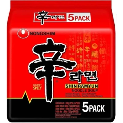 Image de Soupe de nouilles coréenne Nongshim Shin Ramyun Lot 5 pièces (5 x 120 g)