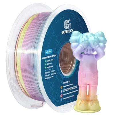 Image de GEEETECH PLA Filament 1.75mm Multicolore,Imprimante 3D 1KG Bobine,Soie Rainbow couleur claire