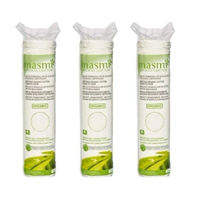 Image de 3 X 80 Masmi Certifié Bio Cosmétique rond Coussinets, hypoallergénique, non blanchi au chlore, sans parfum, respectueux de l&#039;environnement, un choix plus Sain et d&#039;une intensité variable