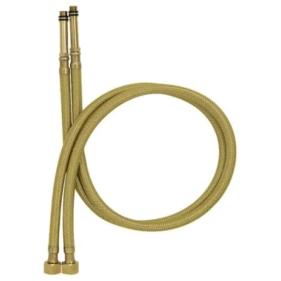 Image de 2x 80cm M10 x G3/8 Une Paire Or Nylon Tressé Tuyau Flexible Robinet