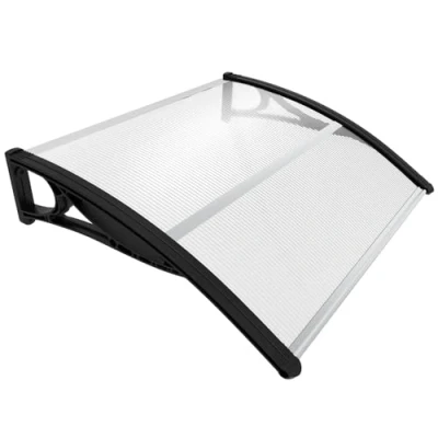 Image de VOUNOT Auvent de Porte d&#039;entrée Toit Marquise en Polycarbonate Résistante Abri Protection Contre La Pluie et UV Transparent 100x80cm Noir