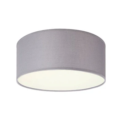 Image de Plafonnier rond élégant avec éclairage LED Abat jour en tissu Lumière chaude à travers l’abat satiné, gris, Ø 20 cm