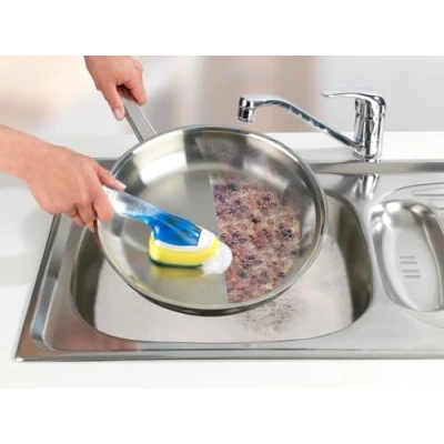 Image de WENKO Ensemble de brosse vaisselle nettoyage, lavage avec distributeur liquide pour vaisselle, Polypropylène, 6.5 x 23 6 cm, Transparent