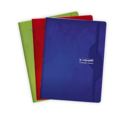 Image de Calligraphe 7493C Un Cahier Agrafé (une Marque de Clairefontaine) 24x32 cm 96 Pages Grands Carreaux Papier Blanc 70 g Couverture Carte Recyclée Vernie Couleur Aléatoire