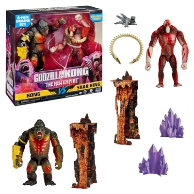 Image de MonsterVerse Godzilla x Kong, Pack de 2 Figurines articulées, 15 cm, Kong vs Skar King, pour Les Enfants à partir 4 Ans, MN3042