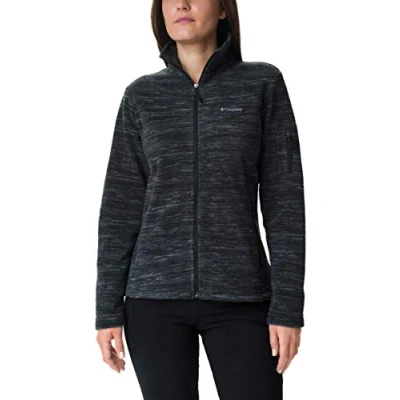 Image de Columbia Fast Trek Jacket, Veste Polaire Entièrement Zippée Femme, Black Spacedye Print, Taille XS