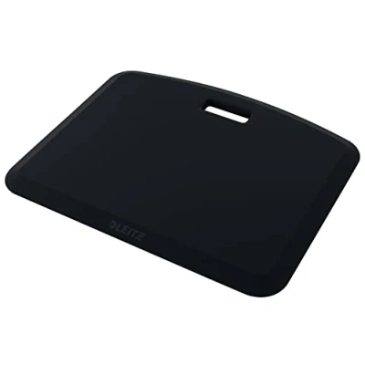 Image de Leitz Tapis de Sol Rembourré Anti Fatigue pour Bureau, avec Poignée, Soulage les Douleurs des Jambes &amp; Pieds, Format Compact, Intérieur en Mousse Solide, Gamme Ergo Cosy, Gris, 53690089