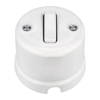 Image de Interrupteur va et vient en porcelaine rétro saillie Tout un Série QR1 Blanc