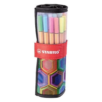 Image de Stylo feutre STABILO point 88 Rollerset de 25 Feutres fins, Coloriage Adulte précision, Gamme ARTY