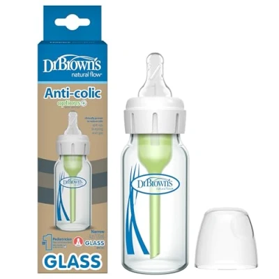 Image de Dr. Brown&#039;s Options+ Flacon en verre étroit anti colique 120 ml