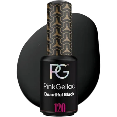 Image de Pink Gellac Vernis Semi Permanent UV 120 Beautiful Black 8 ml Gel Noir Pour 14 Jours Polish Facile à Utiliser de Qualité Salon Enlever