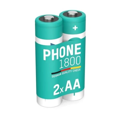 Image de ANSMANN Batterie de téléphone Mignon AA LR06, 2 pièces, 1600 mAh 1,2V Ni MH, Rechargeable, idéal pour DECT Phone, sans Fil, babyphone, Remplacement