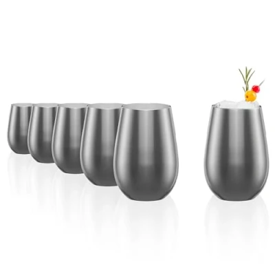 Image de Stölzle Lausitz Elements Lot de 6 verres à cocktail 465 ml Passe au lave vaisselle avec une grande résistance aux chocs universels comme eau, jus Argenté